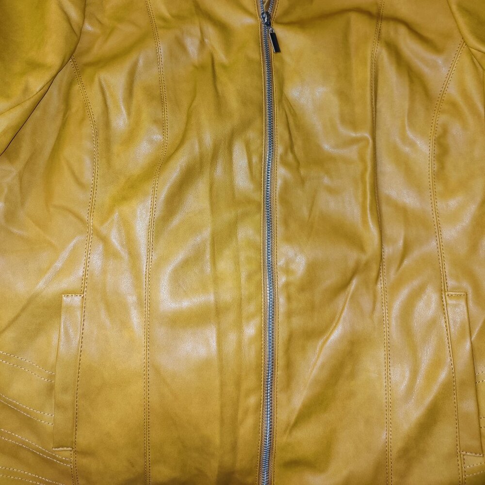 Alfani Mustard Yellow leather Jacket - Picture 3 of 3